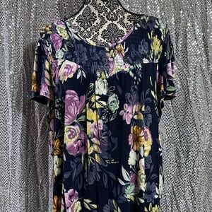 Maurices Navy Floral Blouse